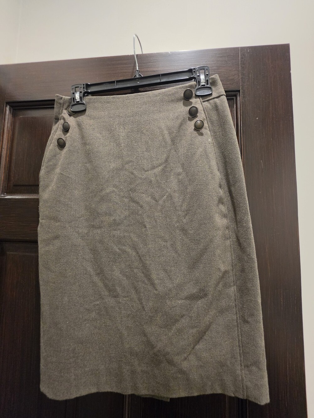 The Limited Olive Pencil Skirt with Button Trim